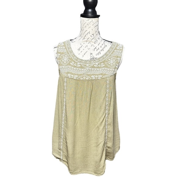 Active USA Olive Green Flowy Sleeveless Top Size Large - Picture 1 of 5